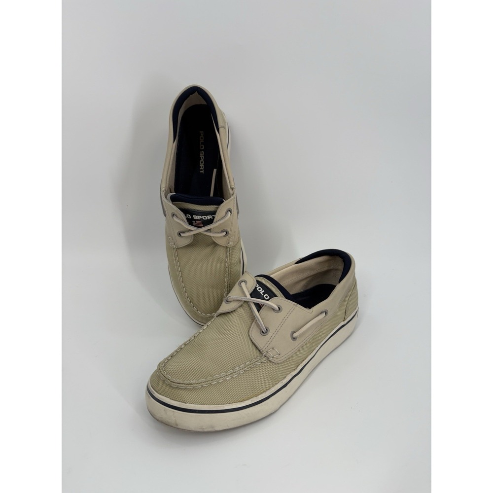 Ralph Lauren Polo Sport Men's Sz 10 Beige Low Top Round Toe Shoes TBT